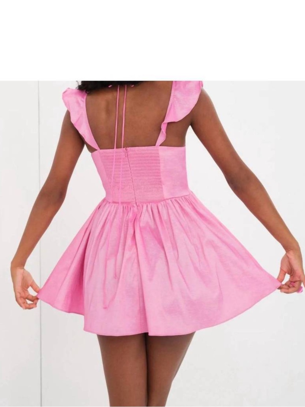 FOR LOVE AND LEMONS Lala Pink Deep V Lace Up Mini Dress Size XS - Picture 2 of 7